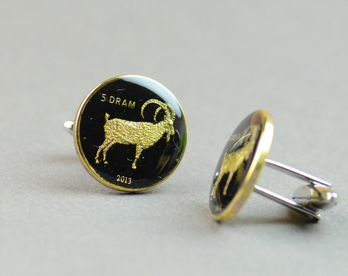 Cufflinks Coins Nagorno Karabakh Coat Deer  Muflon Coin Collector Gifts,Dad Coin Gift,Upcycled,mens gift accessories jewelry