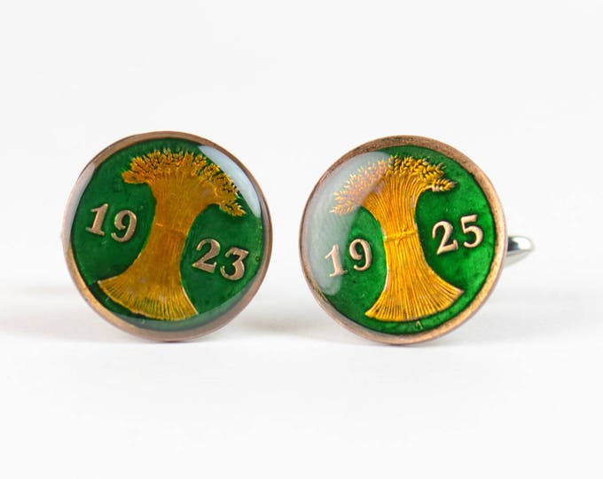 Men Cufflinks Germany enamel Coin.Accessories for men or women.Vintage coin 20’ .Antique cufflinks