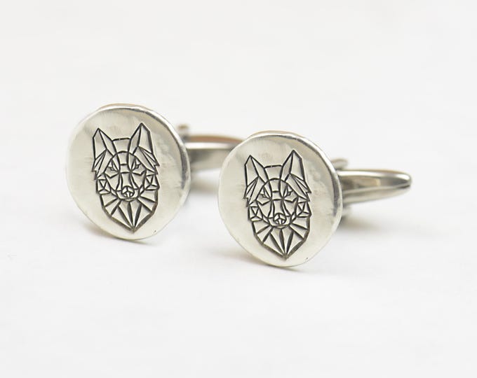 Wolf sterling silver cufflinks.Men accessories,Stainless steel, spiritual Cufflinks, wild life ,Celtic Cufflinks.Wolf cufflinks