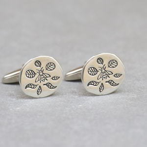 Bee sterling silver cufflinks.Men accessories,Cuff links-Bee Keeper. Bee lovers