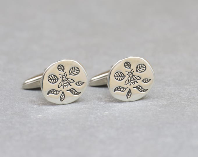 Bee sterling silver cufflinks.Men accessories,Cuff links-Bee Keeper. Bee lovers