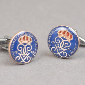 Sweden antique Coin Cufflinks -  Scandinavian Coin Collector Gifts,Dad Coin Gift,Upcycled,mens gift accessories jewelry
