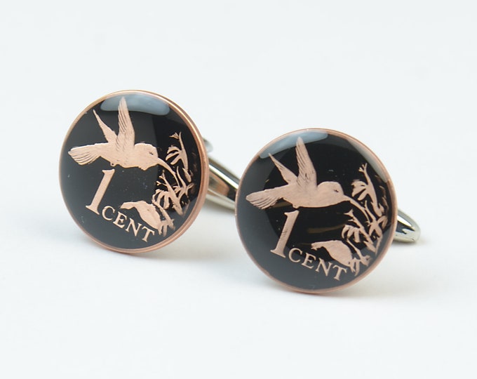 Cufflinks Custom Personalized-bird Trinidad Tobago Coin Collector Gifts,Dad Coin Gift,Upcycled,mens gift accessories jewelry