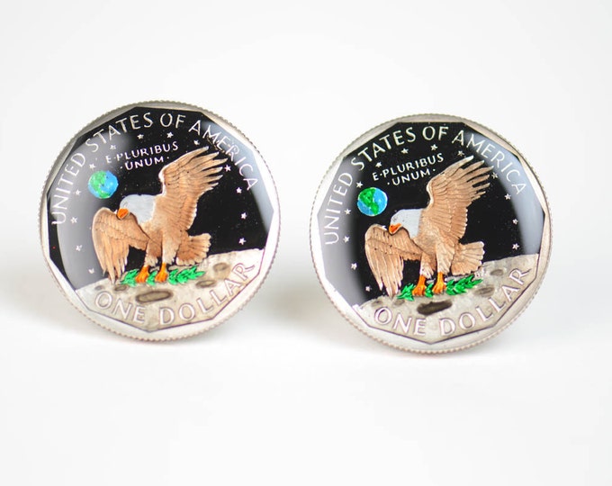Cufflinks Susan B.Anthony Eagle dollar from United States.Big Size Coin Collector Gifts,Dad Coin Gift,Upcycled,mens gift accessories jewelry