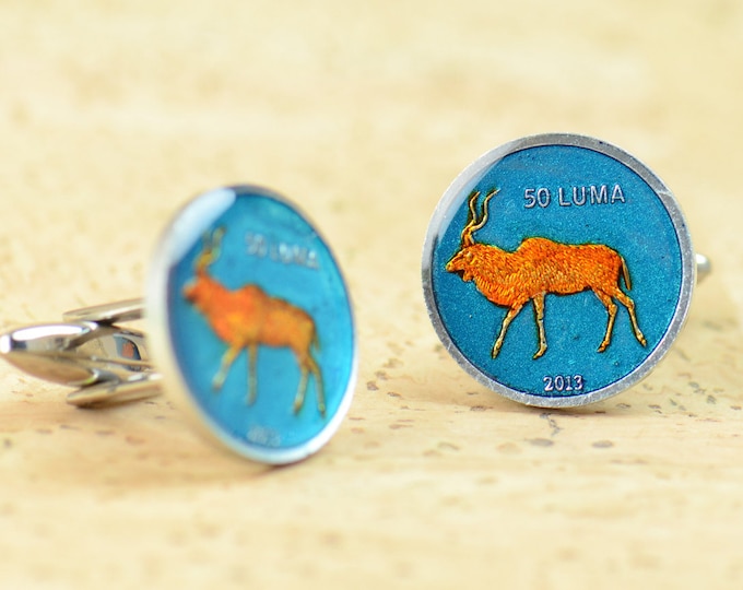 Cufflinks Coins Nagorno Karabakh Kudu Coin Collector Gifts,Dad Coin Gift,Upcycled,mens gift accessories jewelry