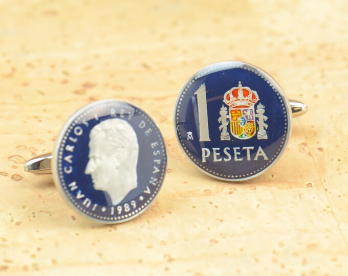 Cufflinks peseta Spain.Mens gift cuff links accessories