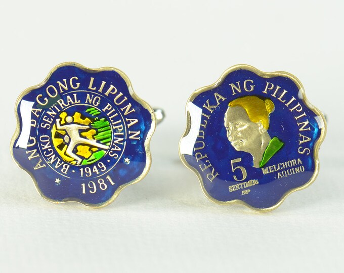 Cufflinks Philippines coin Coin Collector Gifts,Dad Coin Gift,Upcycled,mens gift accessories jewelry