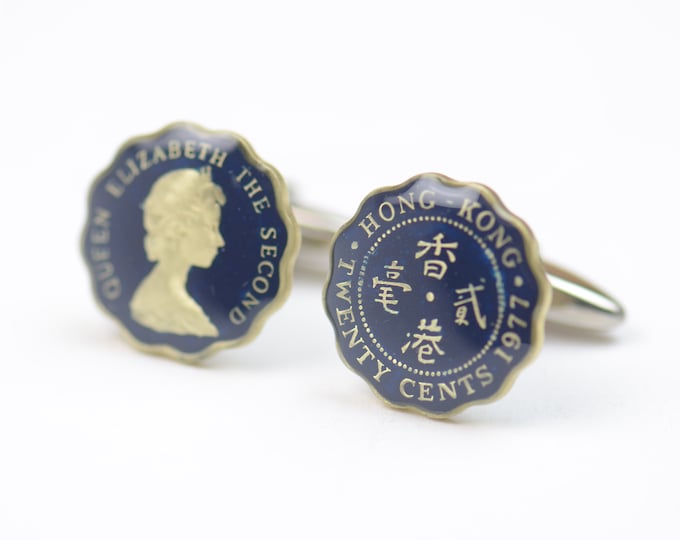 Hong Kong Cufflinks antique coin Coin Collector Gifts,Dad Coin Gift,Upcycled,mens gift accessories jewelry