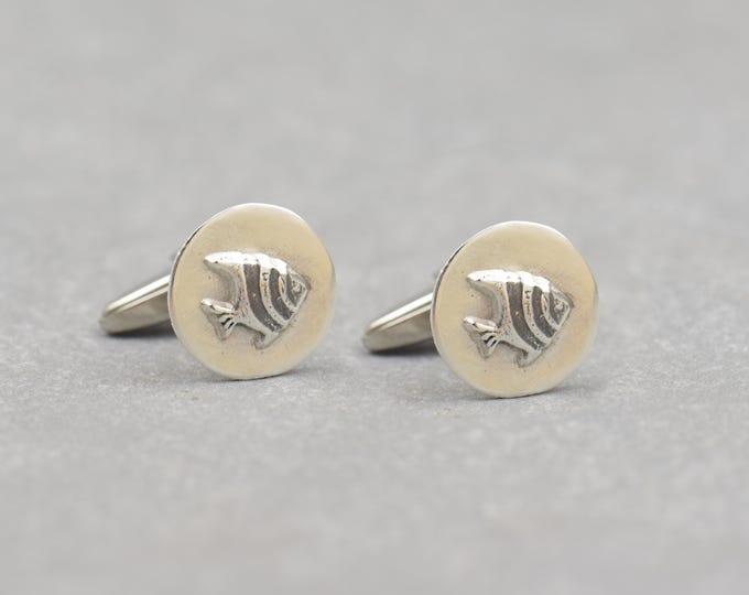 Angel Fish sterling silver cufflinks.Men accessories,Sterling silver and Stainless steel.