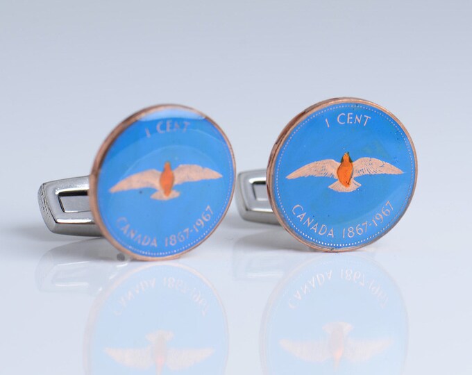 Cufflinks Canadá Bird coin.Cuff links mens accessories gift jewelry