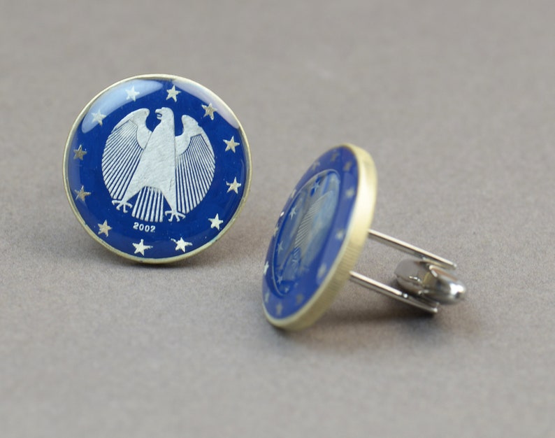 Cufflinks Germany Euro Coin Collector Gifts,Dad Coin Gift,Upcycled,mens gift accessories jewelry