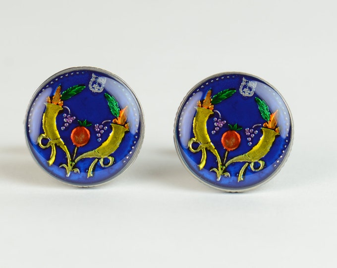 Israel cufflinks enamel Coin Cuff links accessories mens jewelry gift