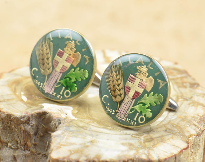 Italian Cufflinks - Antique coins Italy Coin Collector Gifts,Dad Coin Gift,Upcycled,mens gift accessories jewelry