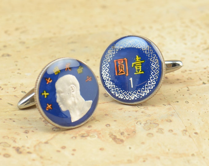 Cufflinks Taiwan coin Coin Collector Gifts,Dad Coin Gift,Upcycled,mens gift accessories jewelry