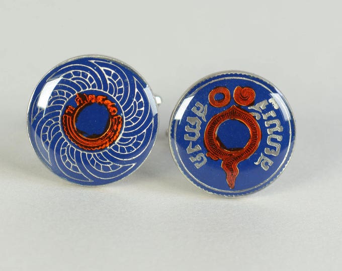 Cufflinks Thailand enamel Coin Coin Collector Gifts,Dad Coin Gift,Upcycled,mens gift accessories jewelry