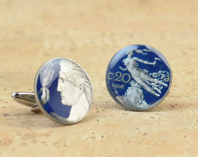 Italian Cufflinks - Antique coins Italy Mens accessories jewelry gift