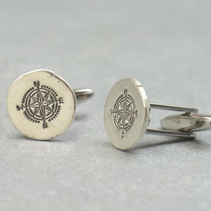 Compass sterling silver cufflinks.Men accessories,Cuff links-Stainless universe galaxy physics find your way