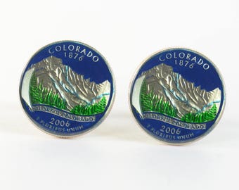 Cufflinks Colorado coin men United States Coin Collector Gifts,Dad Coin Gift,Upcycled,mens gift accessories jewelry