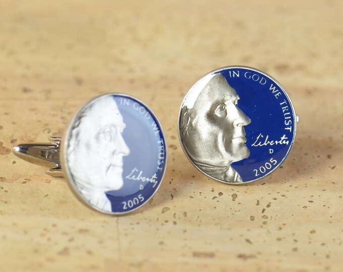 Cufflinks Thomas Jefferson coin-US 5 cents coin United States Coin Collector Gifts,Dad Coin Gift,Upcycled,mens gift accessories jewelry