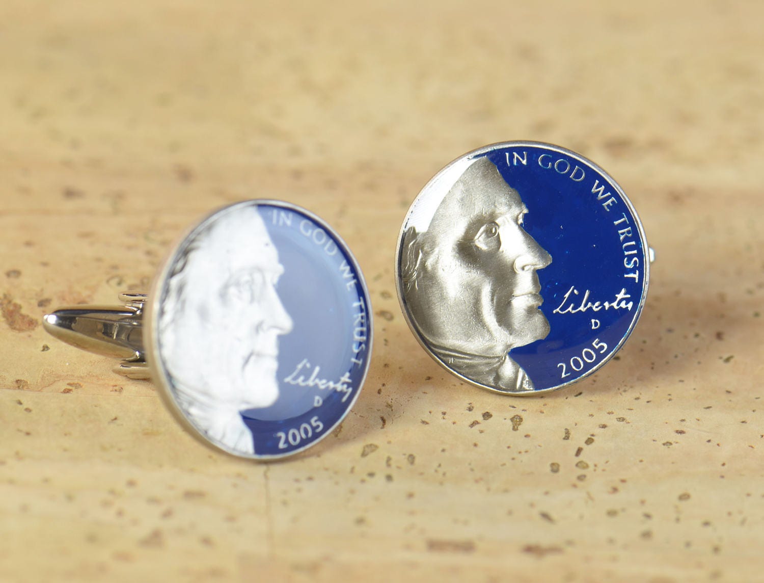 Cufflinks Thomas Jefferson coin-US 5 cents coin United States Coin  Collector Gifts,Dad Coin Gift,Upcycled,mens gift accessories jewelry