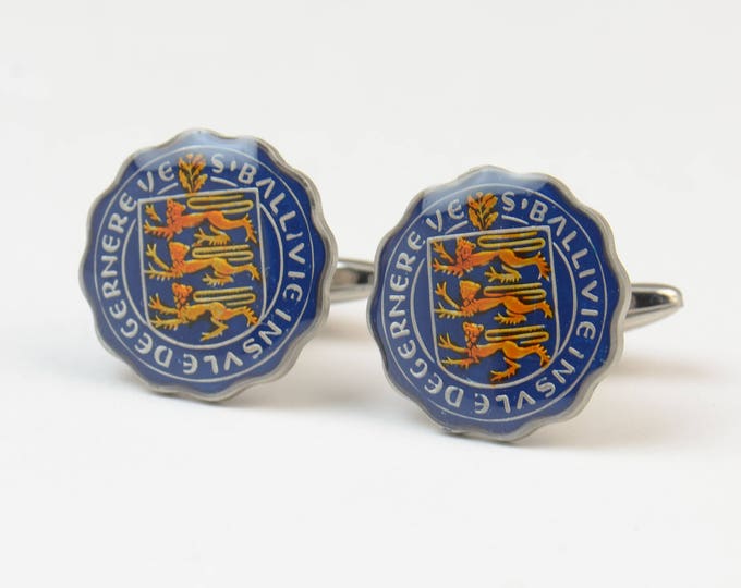 Cufflinks Coin from Guernsey Coin Collector Gifts,Dad Coin Gift,Upcycled,mens gift accessories jewelry