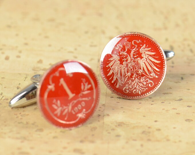 Enamel  Cufflinks - Austria Coin Coin Collector Gifts,Dad Coin Gift,Upcycled,mens gift accessories jewelry