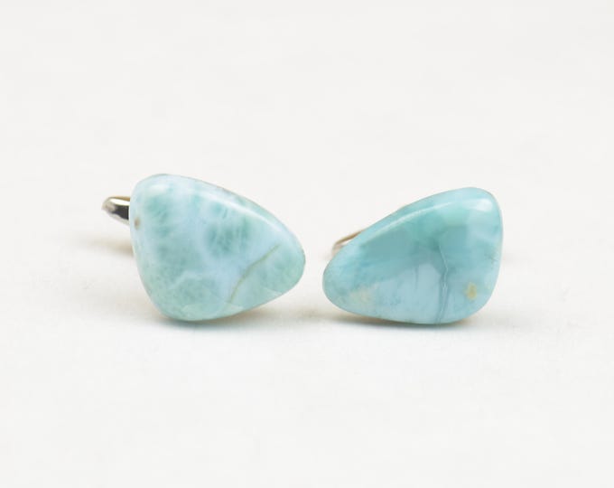 Larimar and stainless steel Gemstone Cufflinks-Mens gifts-Men accessories-Men gift