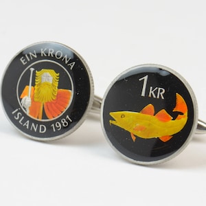 Cufflinks Iceland enamel Coin.Neptune cufflinks - Mens gifts - accessories men gift