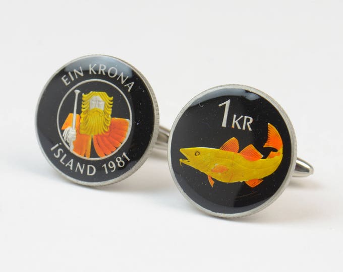 Cufflinks Iceland enamel Coin.Neptune cufflinks - Mens gifts - accessories men gift