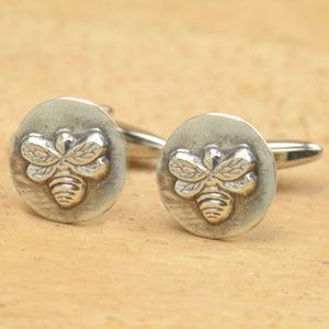 Bee sterling silver cufflinks.Men accessories,Cuff links-Bee Keeper. Bee lovers