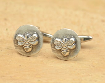 Bee sterling silver cufflinks.Men accessories,Cuff links-Bee Keeper. Bee lovers