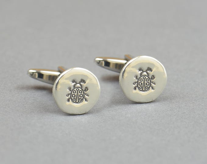 Sterling silver ladybug cufflinks.Handmade piece.Ladybug lovers .Spring cufflinks, Love cufflinks ,cuff links,ladybug, mens accesories