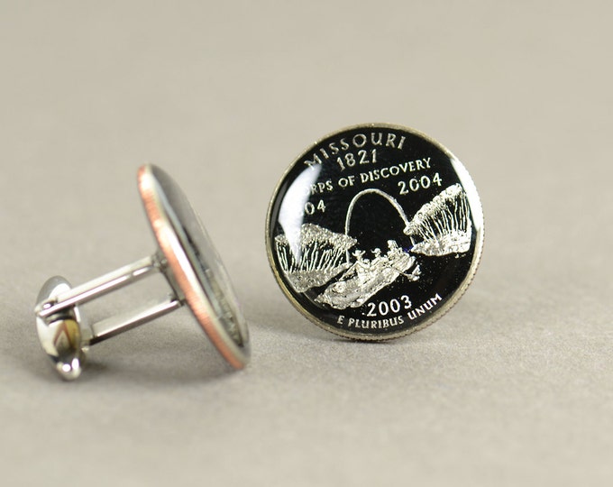 Cufflinks Missouri coin men United States Coin Collector Gifts,Dad Coin Gift,Upcycled,mens gift accessories jewelry