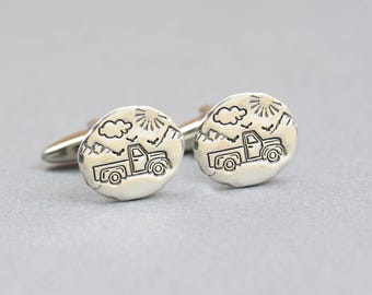 Sterling silver Pick up cufflinks.Artisan handmade cufflinks .Ancient jewelry.Birds Cufflinks,bird lovers, freedom, road cufflinks,wild life