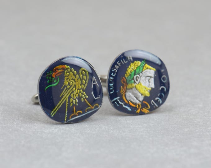 Replica enamel coin Cufflinks.Antique reproduction from a Roman antique coin