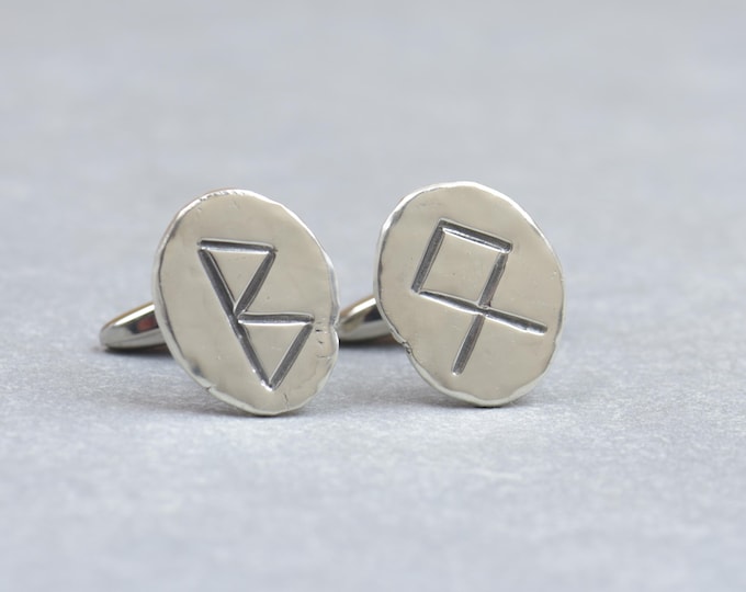 Runes sterling silver cufflinks.Men accessories,Stainless steel, Runes Cufflinks,Huld Manuscript Galdrastafir Magic Symbol,vegvisir viking