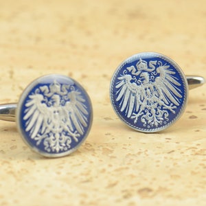 Men Cufflinks Germany enamel Coin.5 Pfennig.Accessories mens cuff links gift