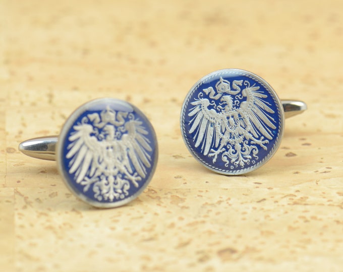 Men Cufflinks Germany enamel Coin.5 Pfennig.Accessories mens cuff links gift