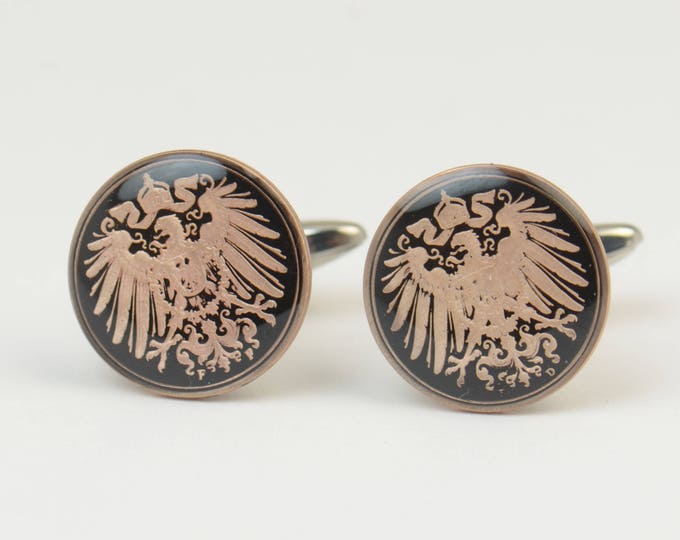 Men Cufflinks Germany enamel Coin. Coin Collector Gifts,Dad Coin Gift,Upcycled,mens gift accessories jewelry