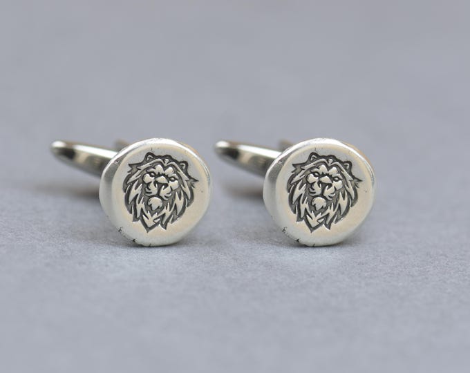 Lion sterling silver cufflinks.Men accessories,Cuff links-Lion accesories. Lion lovers.Leo cufflinks.Safari, wild life