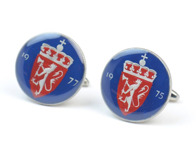Cufflinks Norway enamel Coin.Mens accessories.Jewelry,gift,antique vintage