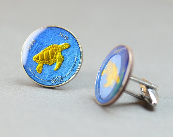 Cufflinks Coins turtle coin Maldives Islands Coin Collector Gifts,Dad Coin Gift,Upcycled,mens gift accessories jewelry