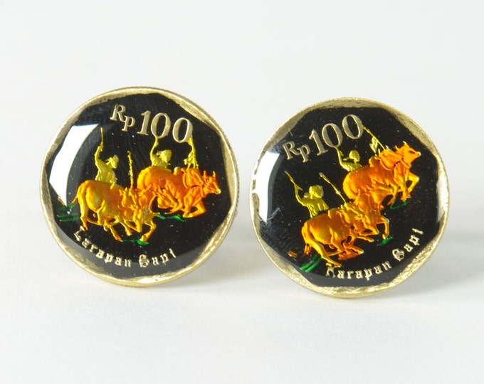 Cufflinks Indonesia Coin Coin Collector Gifts,Dad Coin Gift,Upcycled,mens gift accessories jewelry