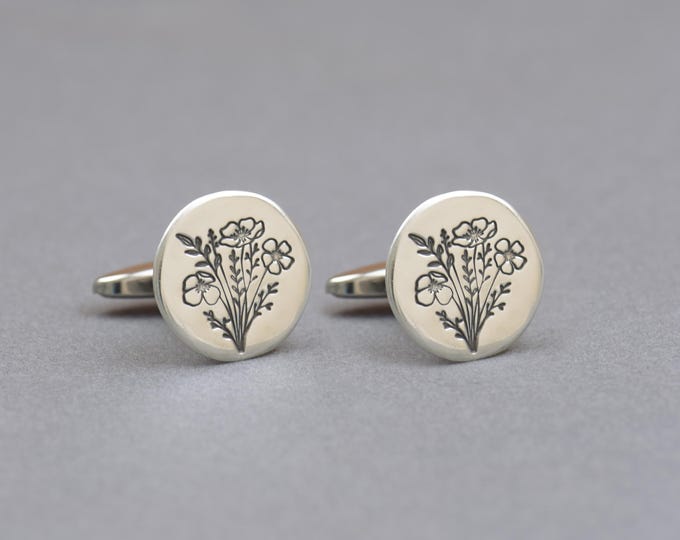 Bunch of flowers sterling silver cufflinks.Men accessories,Cuff links- Daisy flowers. Love cufflinks, Spring, flowers,sun.