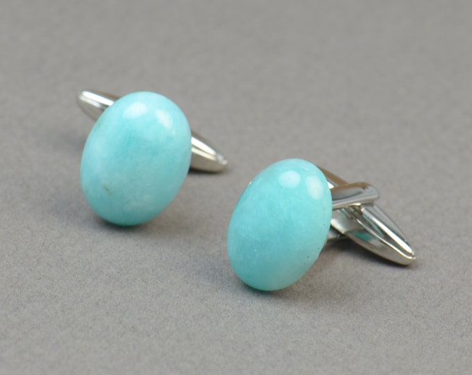 Amazonite Gemstone Cufflinks - Mens Gift - Accessories -Gift