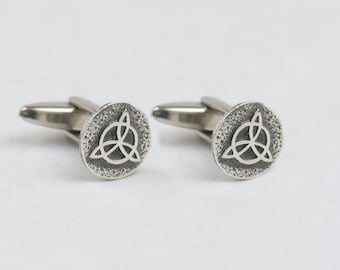 Celtic Triquetra sterling silver cufflinks.Men accessories,Stainless steel, Runes Cufflinks,triskel , Trsiquele Celtic Cufflinks