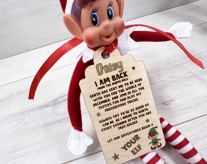 Personalised Elf arrival gift tag,
