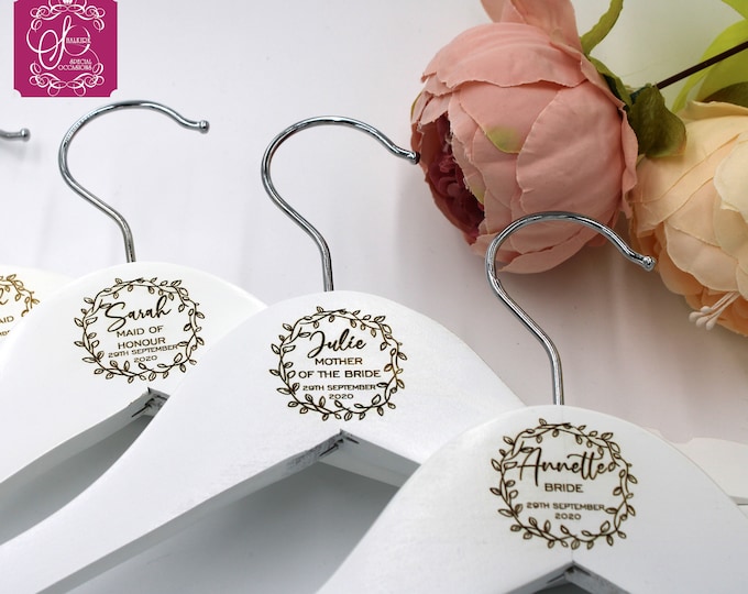Personalised Wedding coat hanger with floral detail
