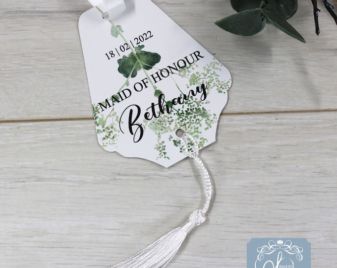 Personalised Wedding Hanger tag includes white tassel, Wedding favour gift, Bride and Groom