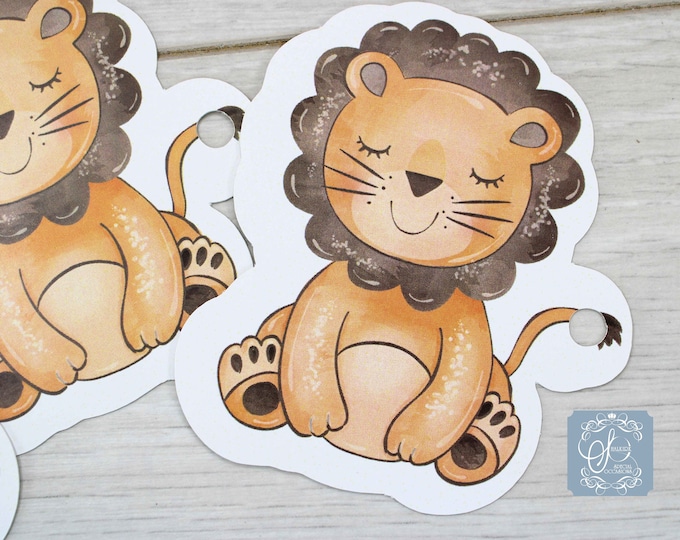 8 Pack of Birthday Safari, Jungle themed favour party treat tags for party gift boxes, Lion tag
